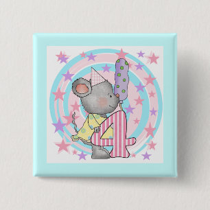 Macaron Carré 5 Cm Souris 4e anniversaire T-shirts et cadeaux