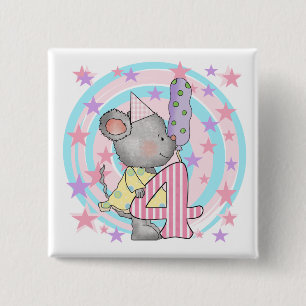 Macaron Carré 5 Cm Souris 4e anniversaire T-shirts et cadeaux