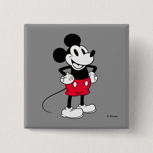 Macaron Carré 5 Cm Souris classique Mickey | Une Véritable Origine (Devant)