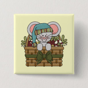 Macaron Carré 5 Cm Souris de Noël dans le panier