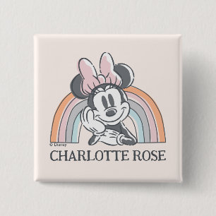 Macaron Carré 5 Cm Souris Minnie personnalisée Arc-en-ciel