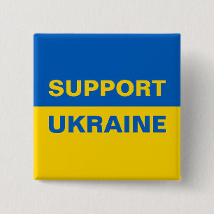 Macaron Carré 5 Cm Soutenez le drapeau ukrainien