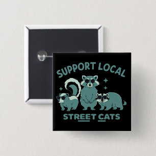 Macaron Carré 5 Cm Soutenir le chat de rue local drôle de raton laveu