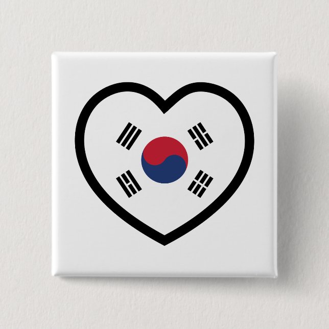 Macaron Carré 5 Cm South Korea Flag Heart (Devant)