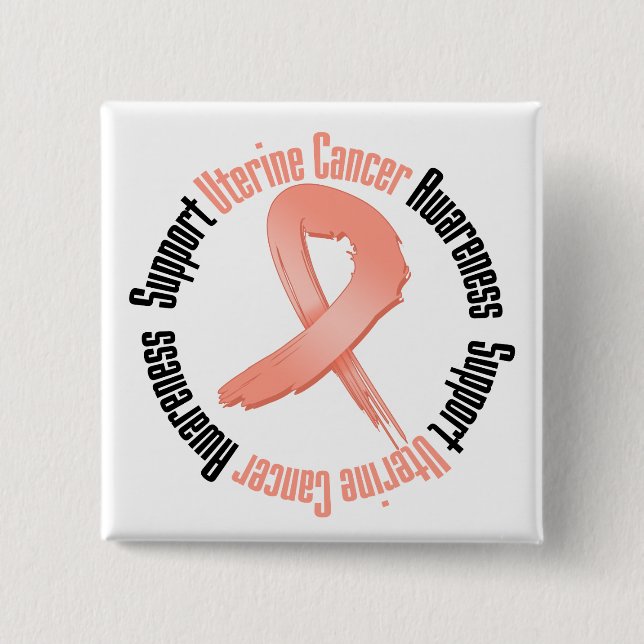 Macaron Carré 5 Cm Soutien de la sensibilisation au cancer utérin (Devant)