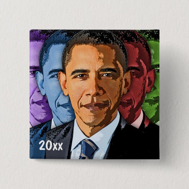 Macaron Carré 5 Cm Souvenir collectable daté de souvenir de Barack (Devant)