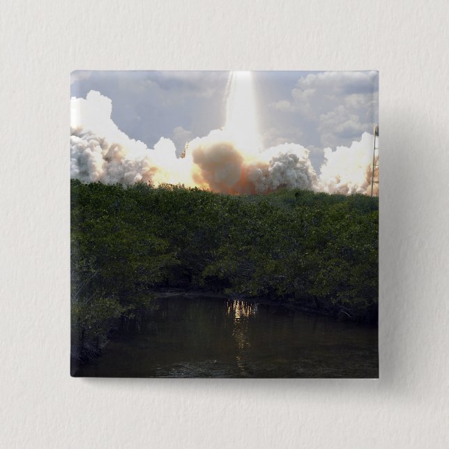 Macaron Carré 5 Cm Space Shuttle Atlantis lève sur 14 (Devant)