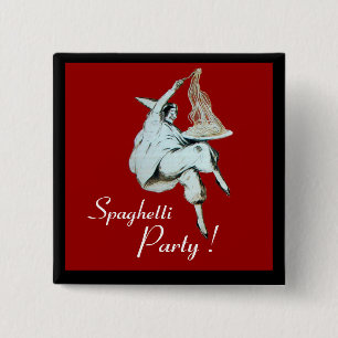 Macaron Carré 5 Cm SPAGHETTI PARTY ITALIAN KITCHEN, RESTAURANT rouge