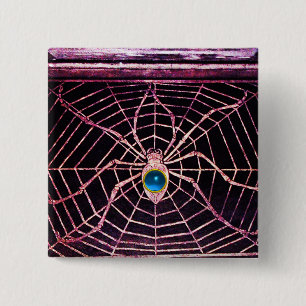 Macaron Carré 5 Cm SPIDER ET WEB Bleu Sapphire Noir