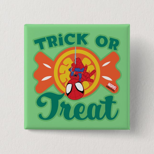 Macaron Carré 5 Cm Spidey Trick or Treat (Devant)