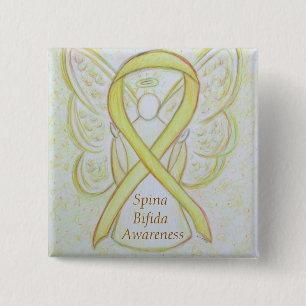 Macaron Carré 5 Cm Spina Bifida Angel Awareness Ribbon Pins