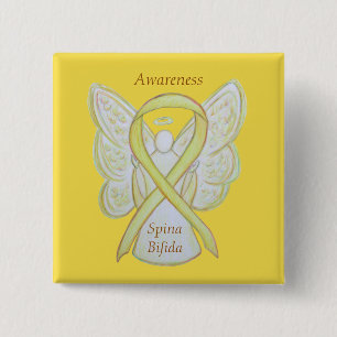 Macaron Carré 5 Cm Spina Bifida Angel Yellow Awareness Ribbon Pins