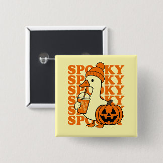 Macaron Carré 5 Cm Spooky Duck in Beanie with Pumpkin Button