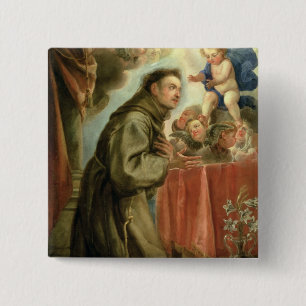 Macaron Carré 5 Cm St Anthony de Padoue adorant l'enfant du Christ