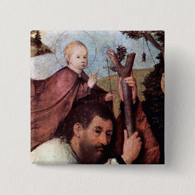 Macaron Carré 5 Cm St Christopher, détaillent le bouton 2 (Devant)