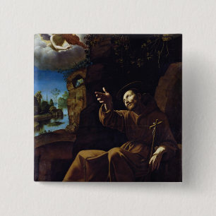 Macaron Carré 5 Cm St Francis d'Assisi a consolé par un ange