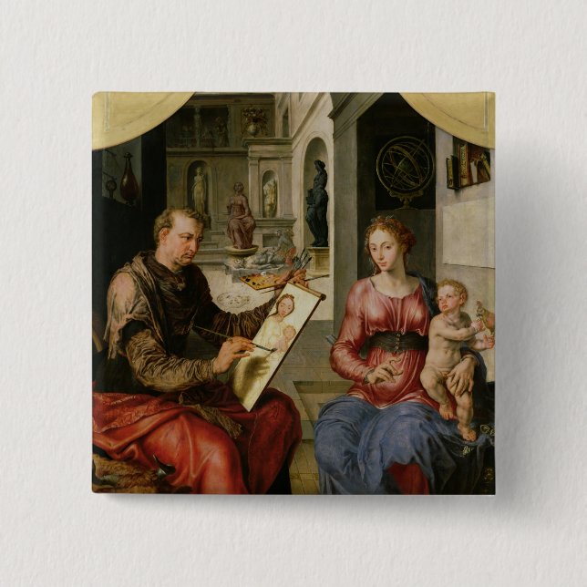 Macaron Carré 5 Cm St Luke peignant la Vierge, c.1545 (Devant)