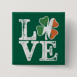 Macaron Carré 5 Cm St Patrick Love Chance Irlande Trèfle Vert 
