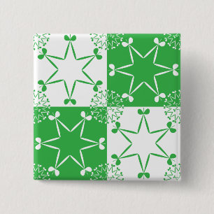 Macaron Carré 5 Cm St Patricks Day Vert Étoile de Trèfle Géométrique