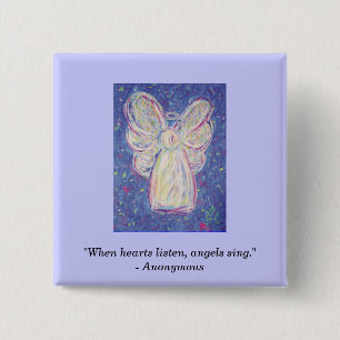 Macaron Carré 5 Cm Starry Night Angel, "Quand les coeurs écoutent, le