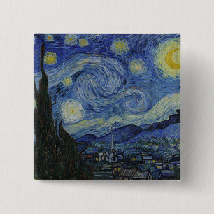 Macaron Carré 5 Cm Starry Night Vincent van Gogh Peinture