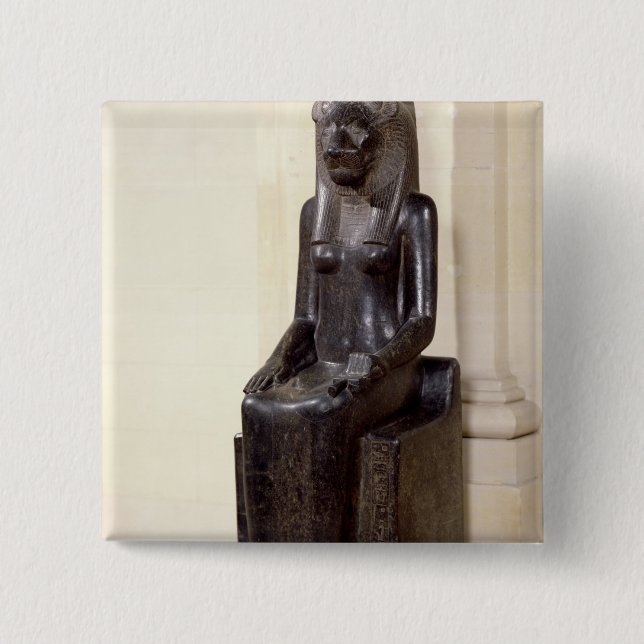 Macaron Carré 5 Cm Statue de la déesse lion-dirigée Sekhmet (Devant)