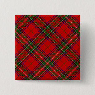 Macaron Carré 5 Cm Stewart / Stuart tartan rouge vert plaid