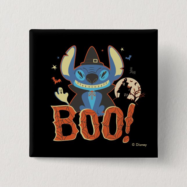 Macaron Carré 5 Cm Stitch Halloween Boo (Devant)