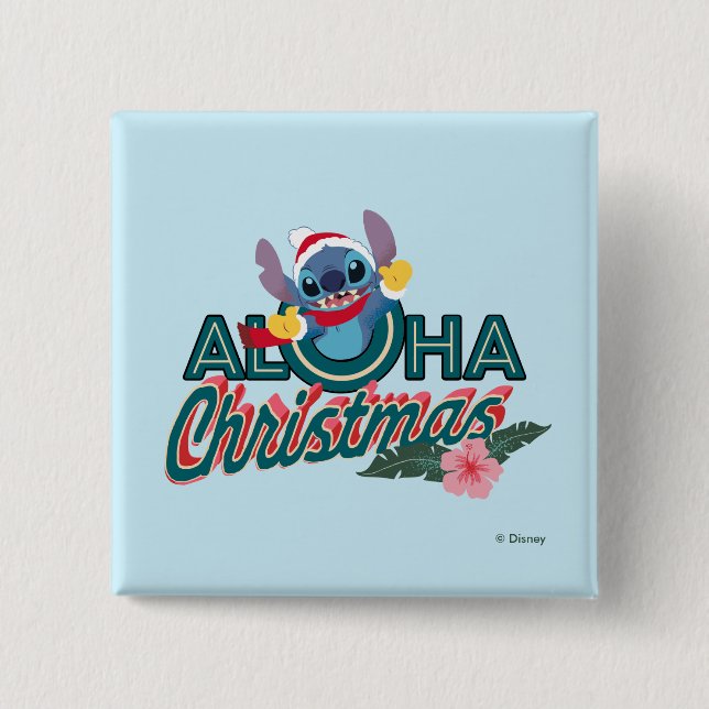 Macaron Carré 5 Cm Stitch | Noël Aloha (Devant)