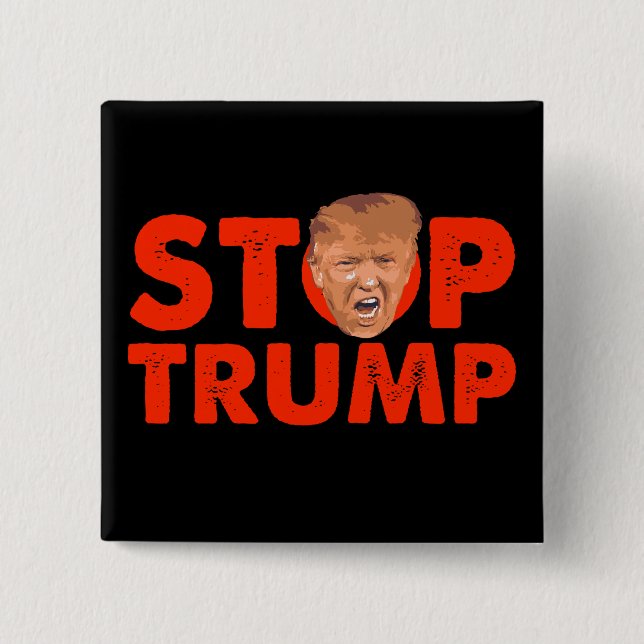 Macaron Carré 5 Cm Stop Trump - Bouton rouge anti Trump Pin (Devant)