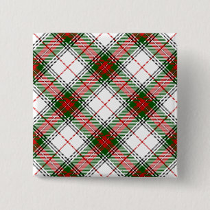 Macaron Carré 5 Cm Stuart / Stewart tartan blanc rouge vert plaid