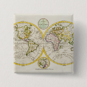 Macaron Carré 5 Cm Studio tiré de la carte antique du monde