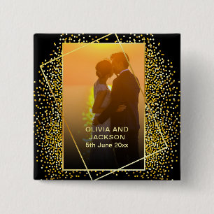 Macaron Carré 5 Cm Stylish Happy Valentine Gold Parties scintillant p