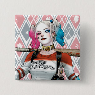 Macaron Carré 5 Cm Suicide Squad   Harley Quinn