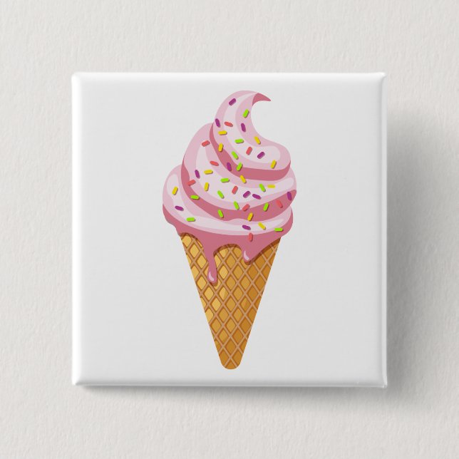 Macaron Carré 5 Cm sundae fraise en cône gaufre avec garniture (Devant)