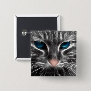 Macaron Carré 5 Cm Superbe Chat aux Yeux Bleus