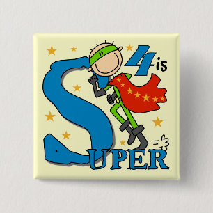 Macaron Carré 5 Cm Superhero Boy 4th Birthday Tshirts et cadeaux