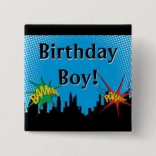 Macaron Carré 5 Cm Superhero coloré Comic Boy's Birthday Party