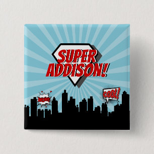 Macaron Carré 5 Cm Superhero Comic Birthday Party Button