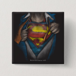 Macaron Carré 5 Cm Superman   Chest Reveal Sketch Colorized