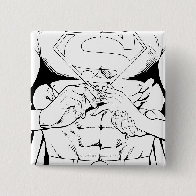 Macaron Carré 5 Cm Superman noir et blanc 3 (Devant)