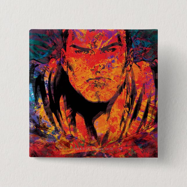 Macaron Carré 5 Cm Superman Orange Grunge (Devant)