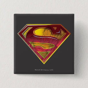 Macaron Carré 5 Cm Superman S-Shield   Logo de réflexion