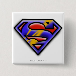 Macaron Carré 5 Cm Superman S-Shield   Purple Airbrush Logo