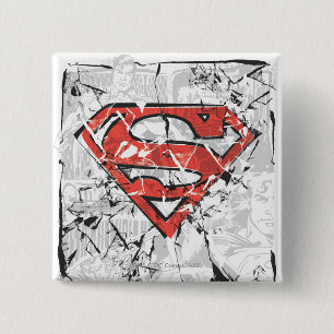 Macaron Carré 5 Cm Superman Stylisé Logo comique découpé