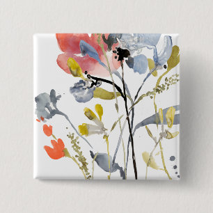 Macaron Carré 5 Cm Superposition de fleurs - Aquarelle Fleurs pastel