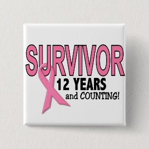 Macaron Carré 5 Cm SURVIVANT de CANCER DU SEIN 12 ans et compte