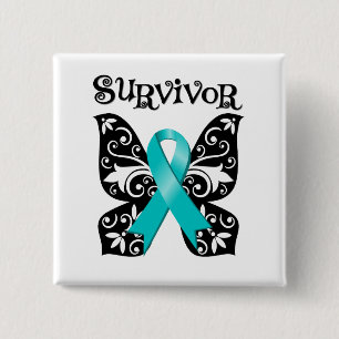 Macaron Carré 5 Cm Survivant de papillon de Cancer ovarien