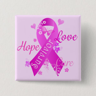 Macaron Carré 5 Cm Survivor Love Hope Cure