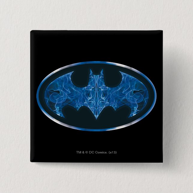 Macaron Carré 5 Cm Symbole de chauve-souris à fumée bleue (Devant)